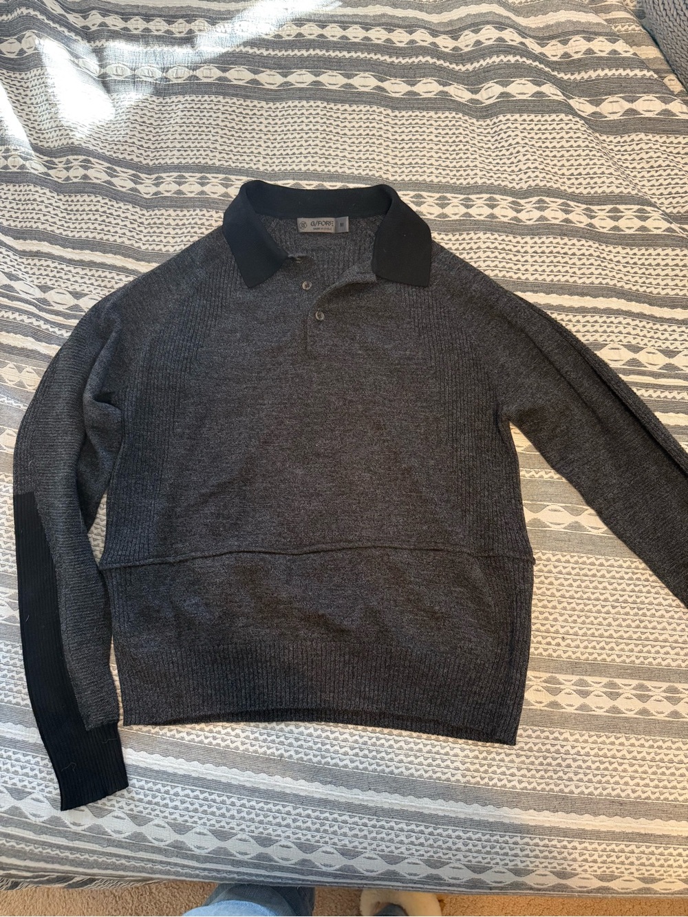 G/Fore Women’s size M Dark Gray Knit Polo Sweater with Black Collar